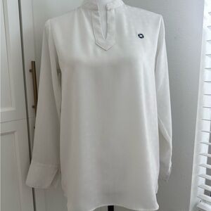 Lands' End Classic White Blouse with Chase Bank Logo